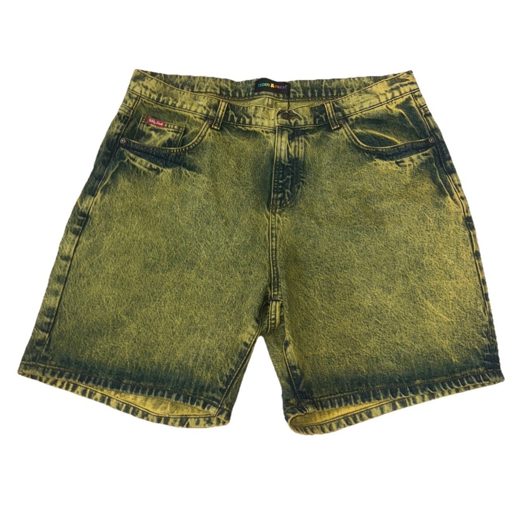 Teddy Fresh Washed Denim Dad Shorts, Brown, Size 38,‎